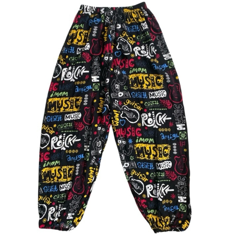 SHEIN Bohemian Pants Boho Hippie Trousers Dance Pilates Bottoms Guitar Music